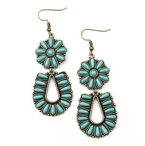 Turquoise & Brass Earring